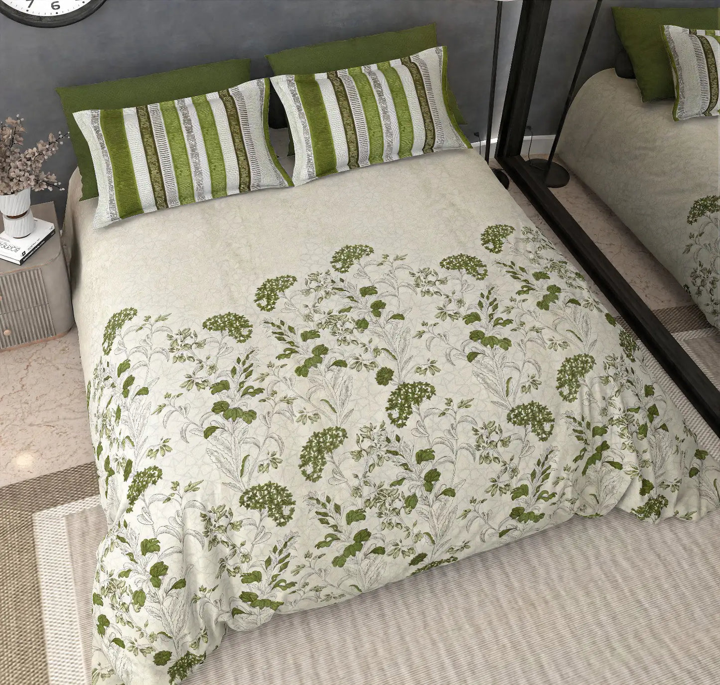 Ahaana Green - King - 100% Pure Cotton Bedsheet (108×108 inches)