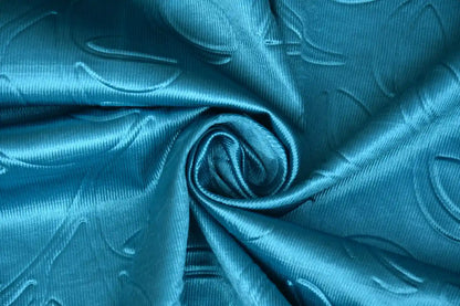 Aqua Leaflet Polyester Curtains (Set of 3)