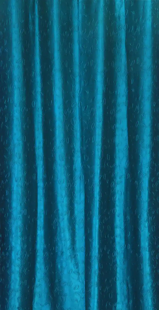 Aqua Leaflet Polyester Curtains (Set of 3)