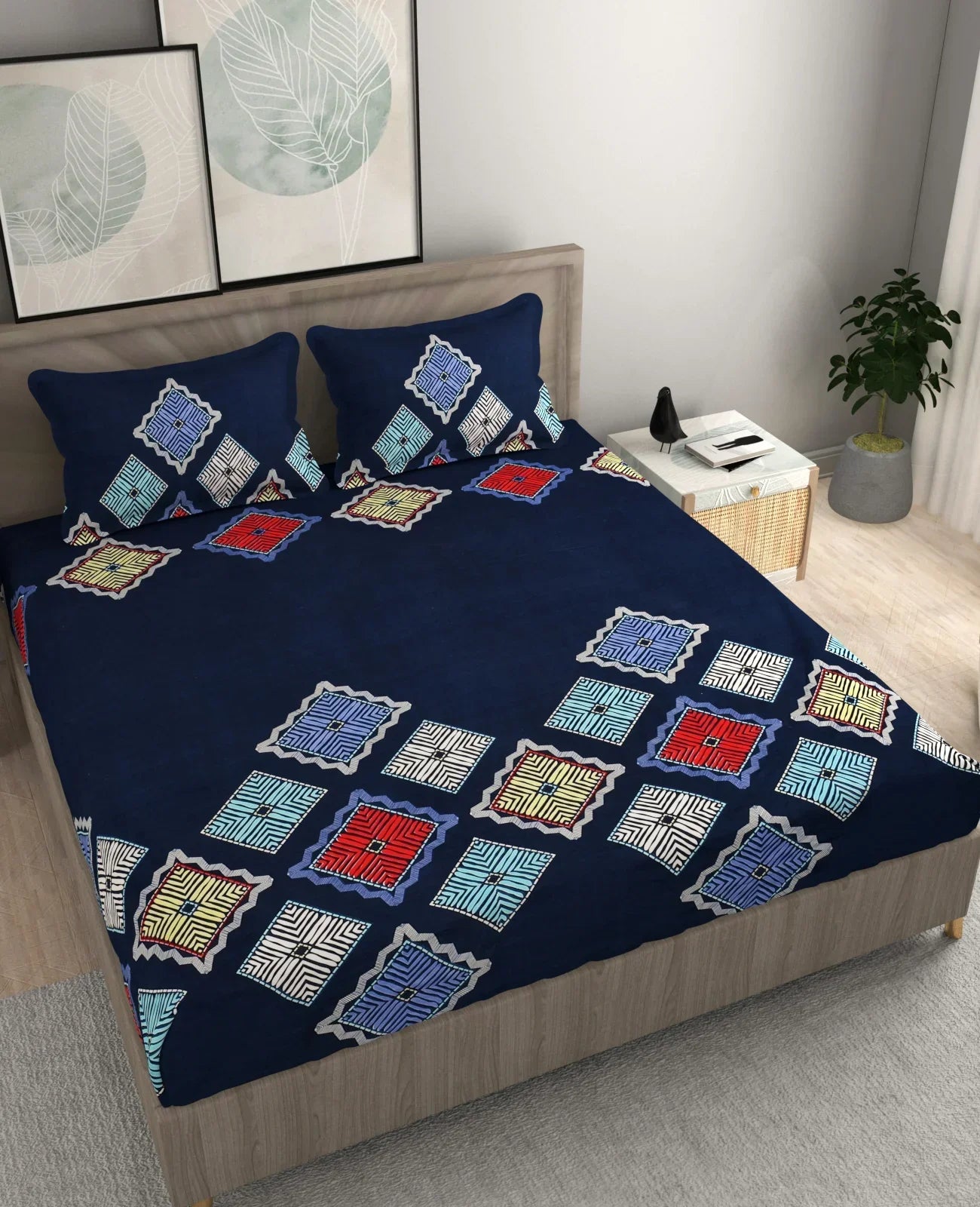 Aquamarine - Queen/Double - Fitted Bedsheet (76×72 inches)