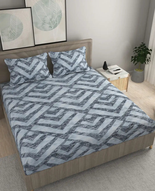 Aquatic Waves - Queen/Double - Fitted Bedsheet (76×72 inches)