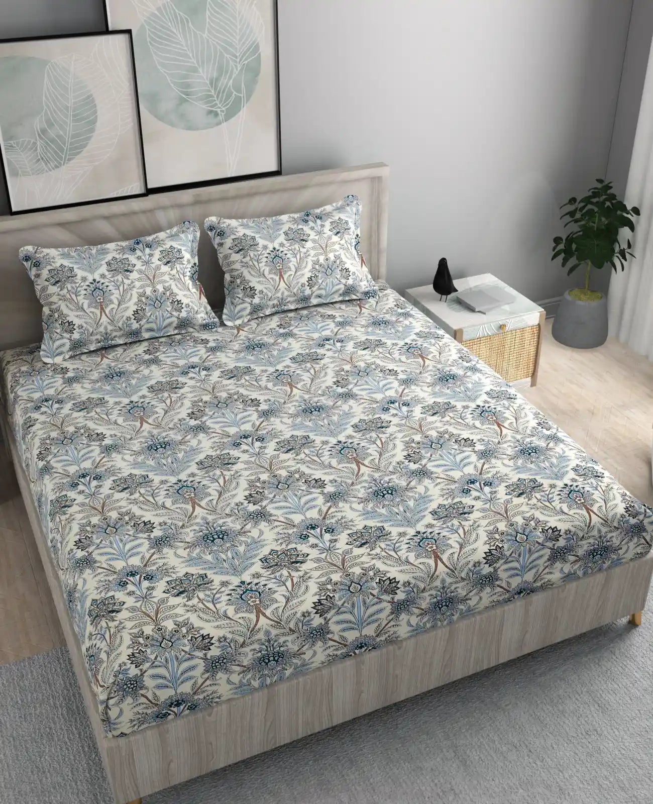 Azure - Queen/Double - Fitted Bedsheet (76×72 inches)