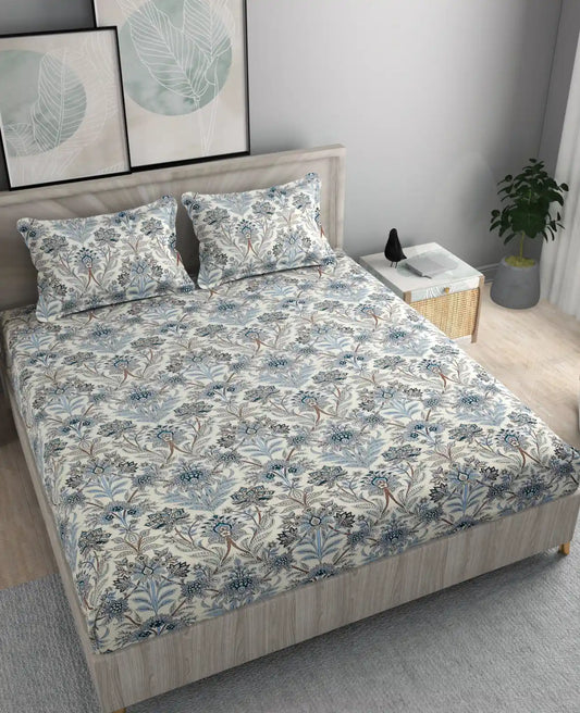 Azure - Queen/Double - Fitted Bedsheet (76×72 inches)