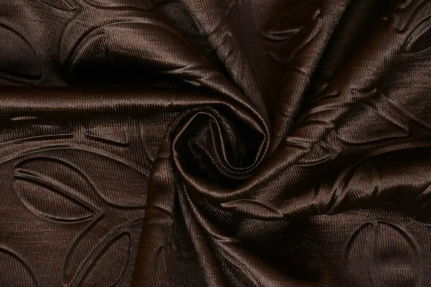 Brown Leaflet Polyester Curtains (Set of 3)