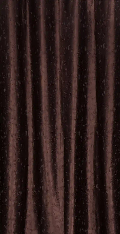 Brown Leaflet Polyester Curtains (Set of 3)