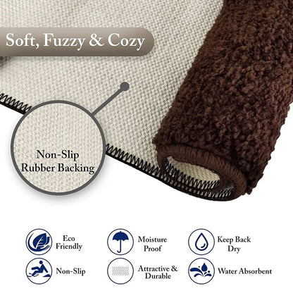 Brown Microfibre Doormat (Pack of 2)