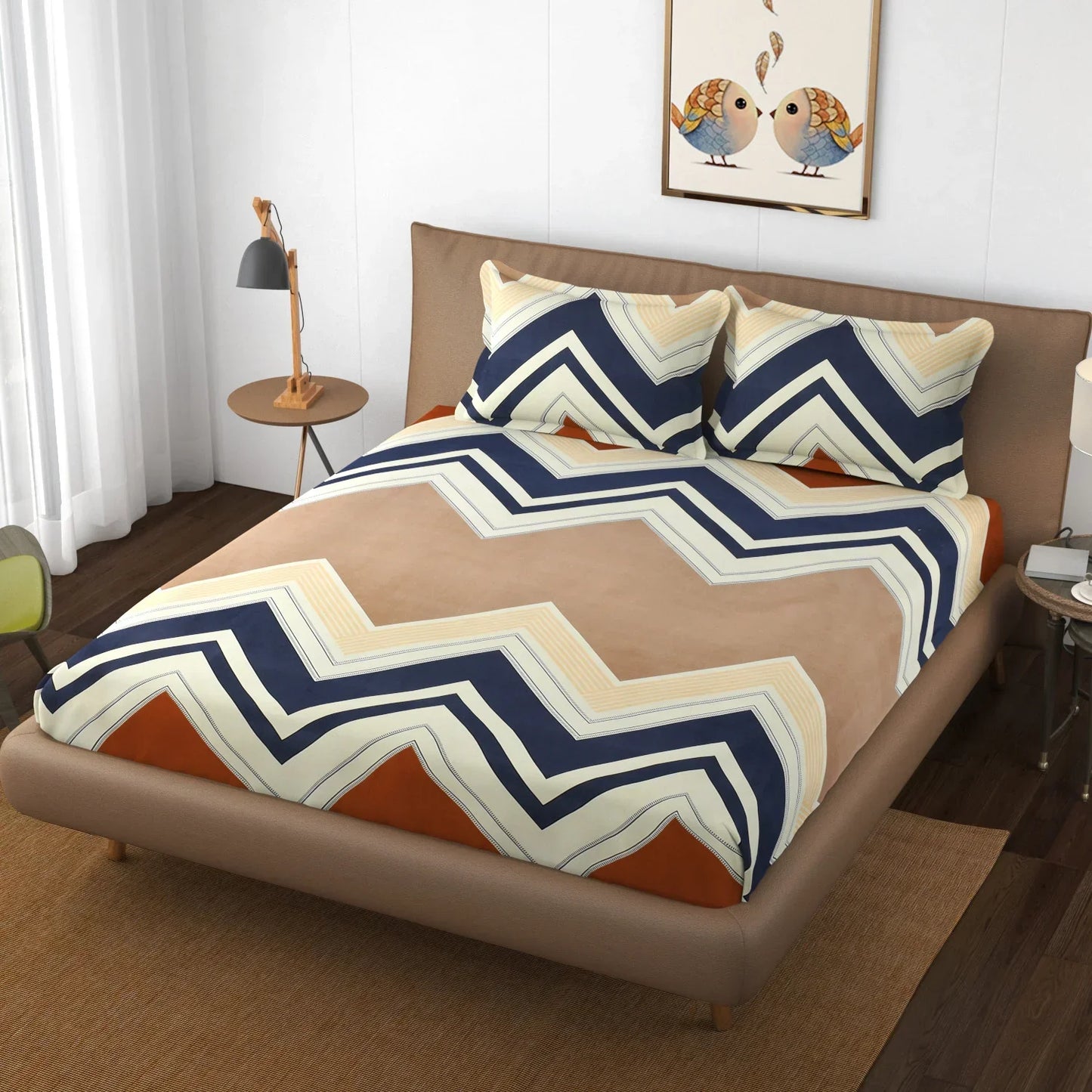 Caramel Chevron - Queen/Double - Fitted Bedsheet (76×72 inches)