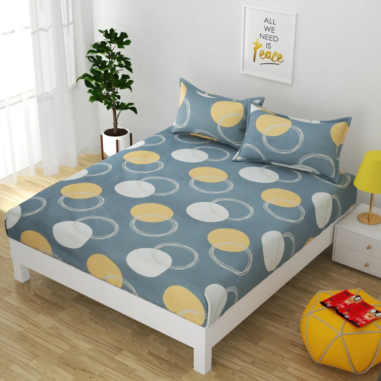 Chrome Bubbles - Queen/Double - Fitted Bedsheet (76×72 inches)