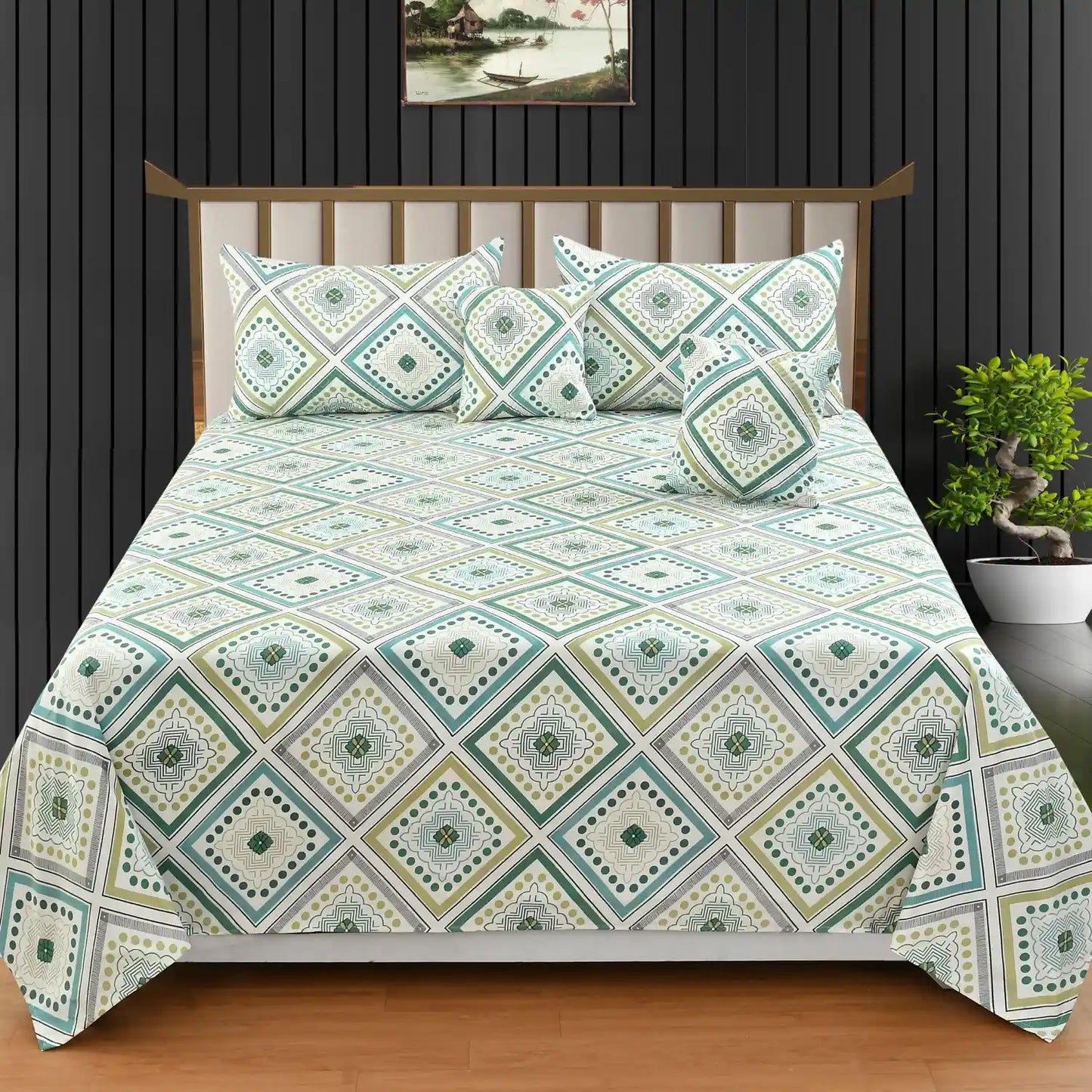 Emerald - 3 Pieces - Quilted Bedding Set (90 x 90 inches)
