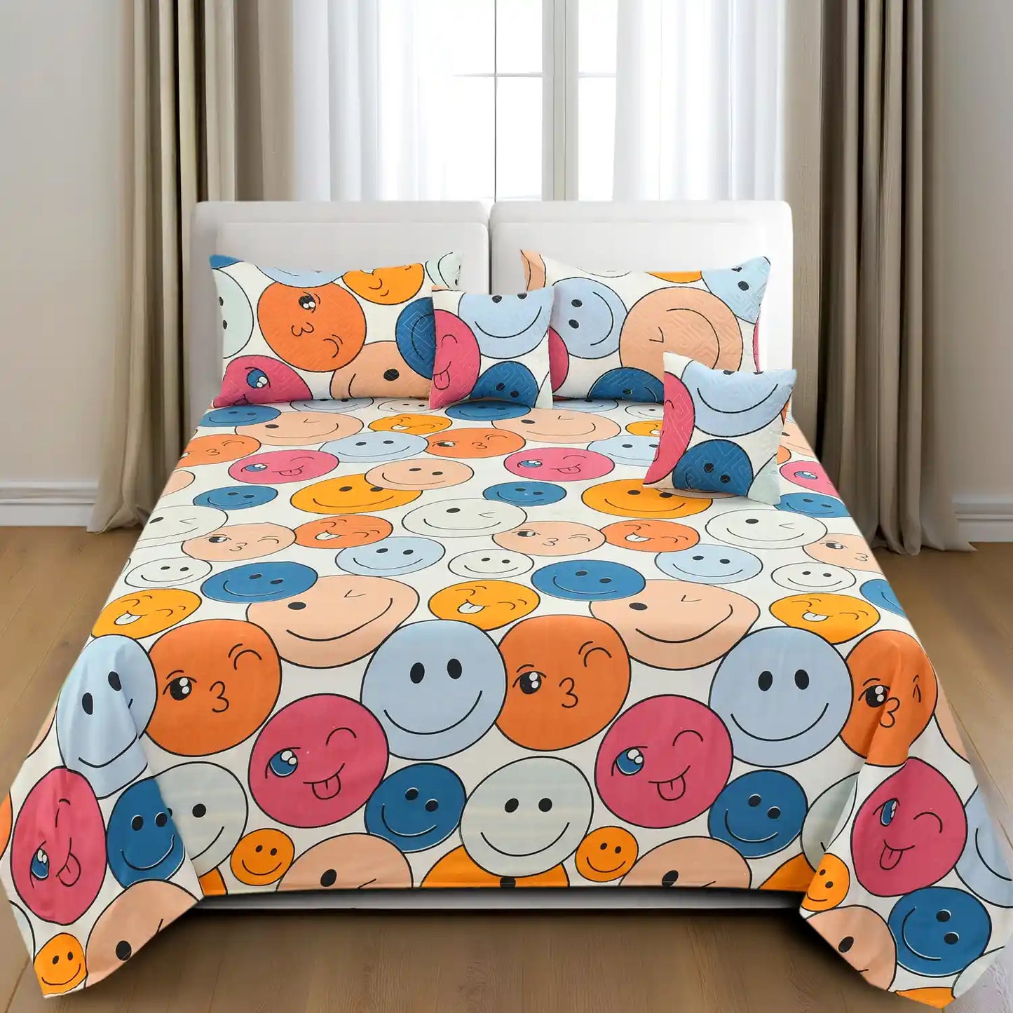 Emotica - 3 Pieces - Quilted Bedding Set (90 x 90 inches)