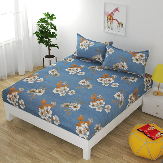 Floral Eclipse - Queen/Double - Fitted Bedsheet (76×72 inches)