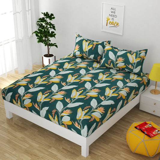 Floral Yard - Queen/Double - Fitted Bedsheet (76×72 inches)