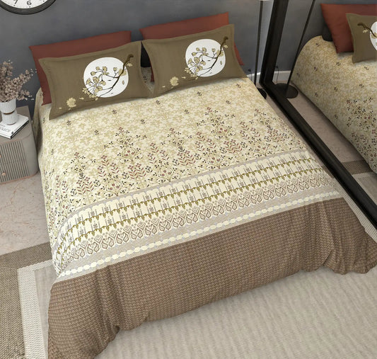 Gardenia Sage - King - 100% Pure Cotton Bedsheet (108×108 inches)
