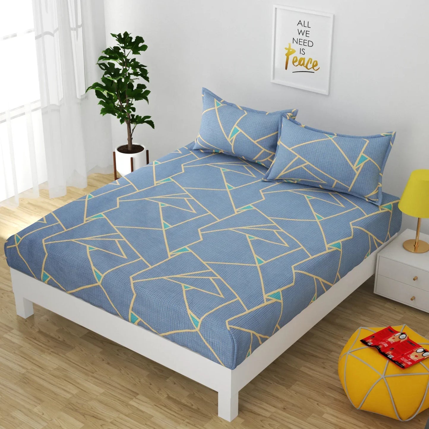 Glacial Storm - Queen/Double - Fitted Bedsheet (76×72 inches)