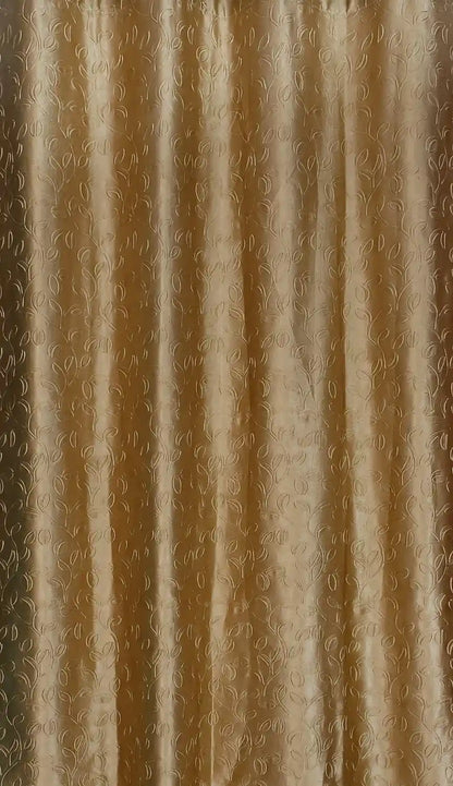Gold Leaflet Polyester Curtains (Set of 3)