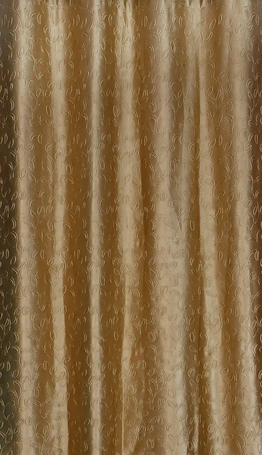 Gold Leaflet Polyester Curtains (Set of 3)