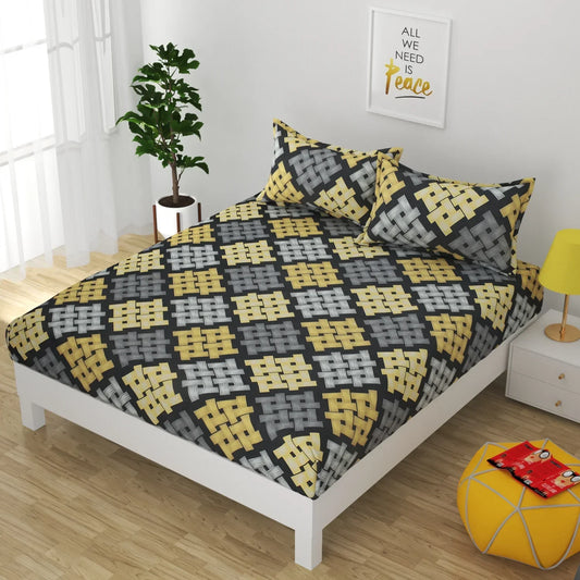 Grayscale Honeycomb - Queen/Double - Fitted Bedsheet (76×72 inches)