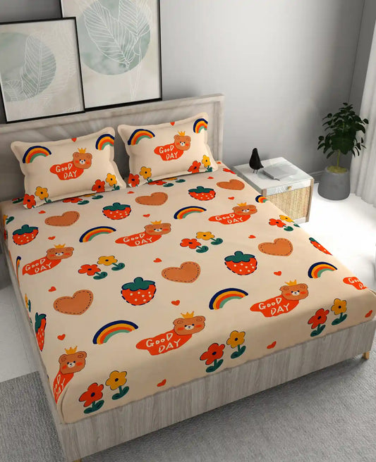 Happy Teddy - King - Fitted Bedsheet (78×72 inches)