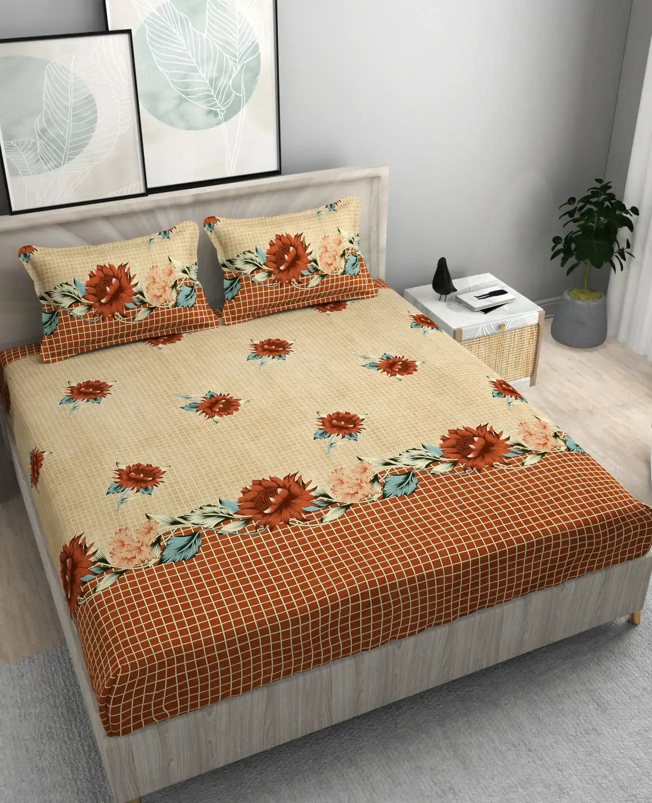 Hibiscus - King - Fitted Bedsheet (78×72 inches)