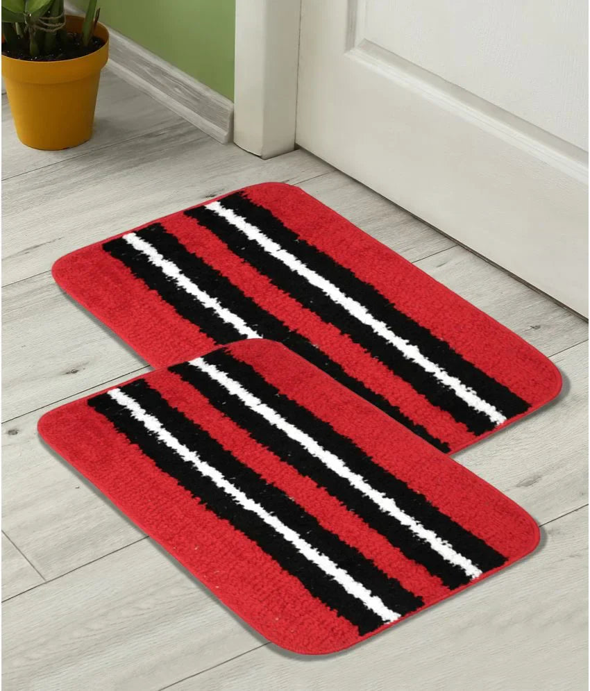 Horizon - Red & Black Microfibre Doormat (Pack of 2)