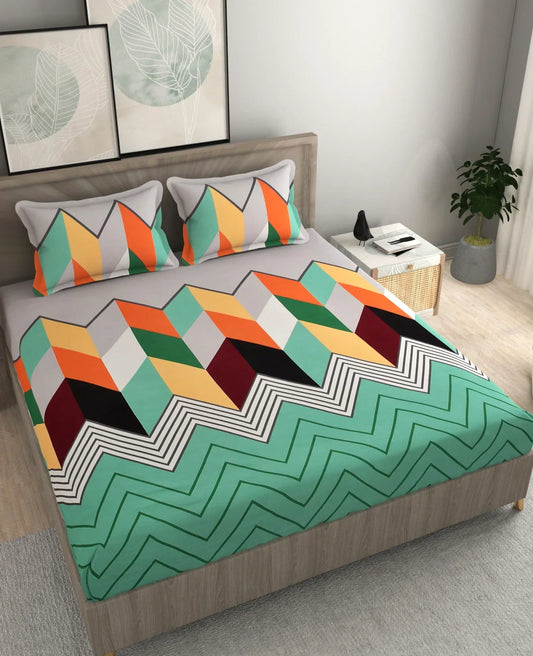 Jamaican Chevron - Queen/Double - Fitted Bedsheet (76×72 inches)