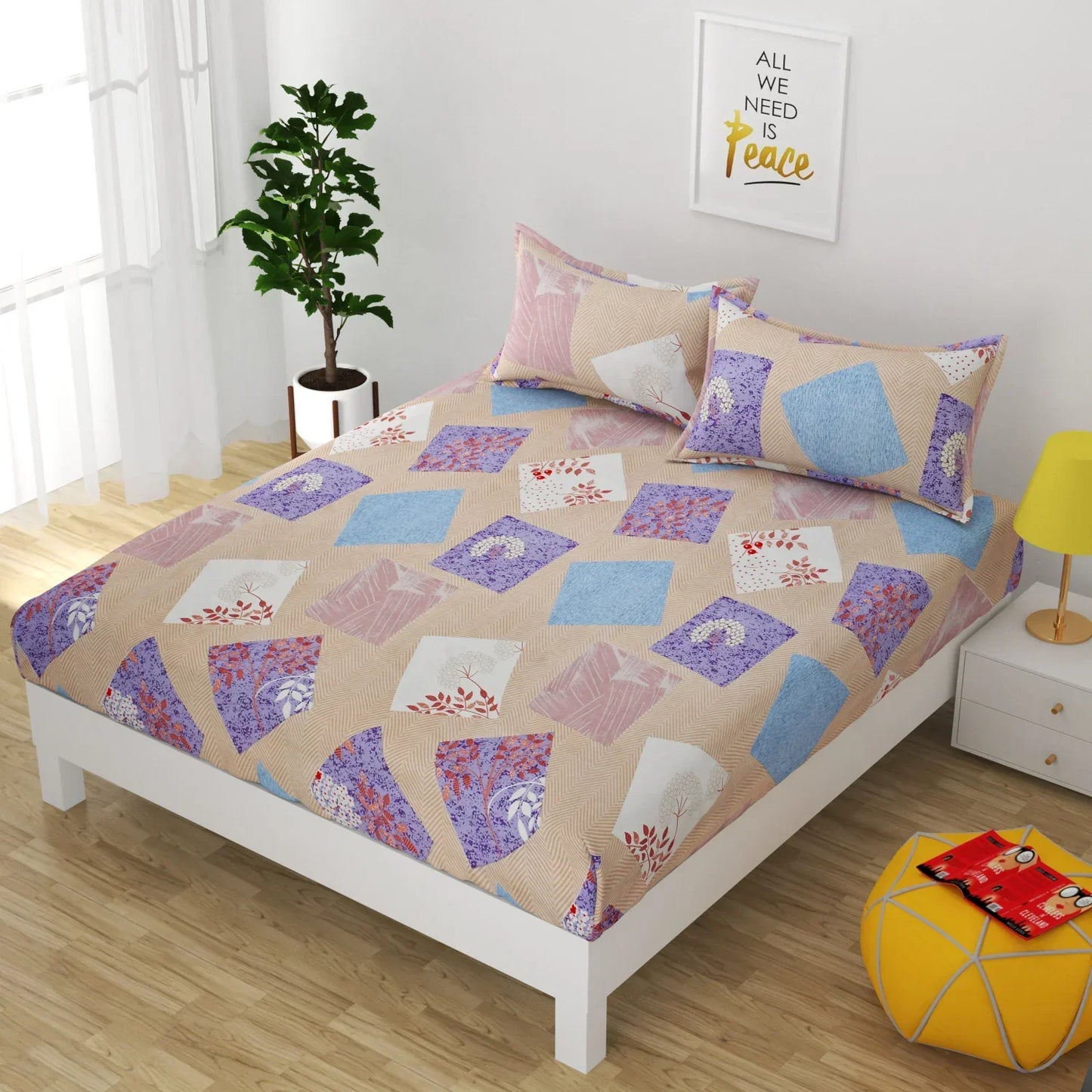 Korean Blossom - Queen/Double - Fitted Bedsheet (76×72 inches)