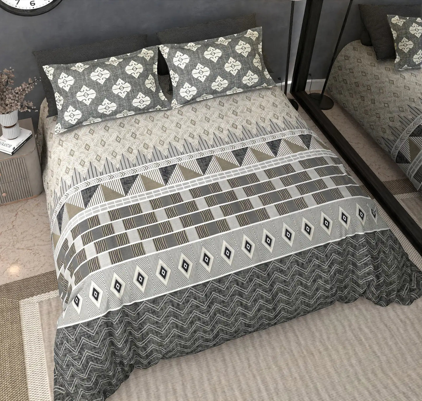 Leela Grey - King - 100% Pure Cotton Bedsheet (108×108 inches)