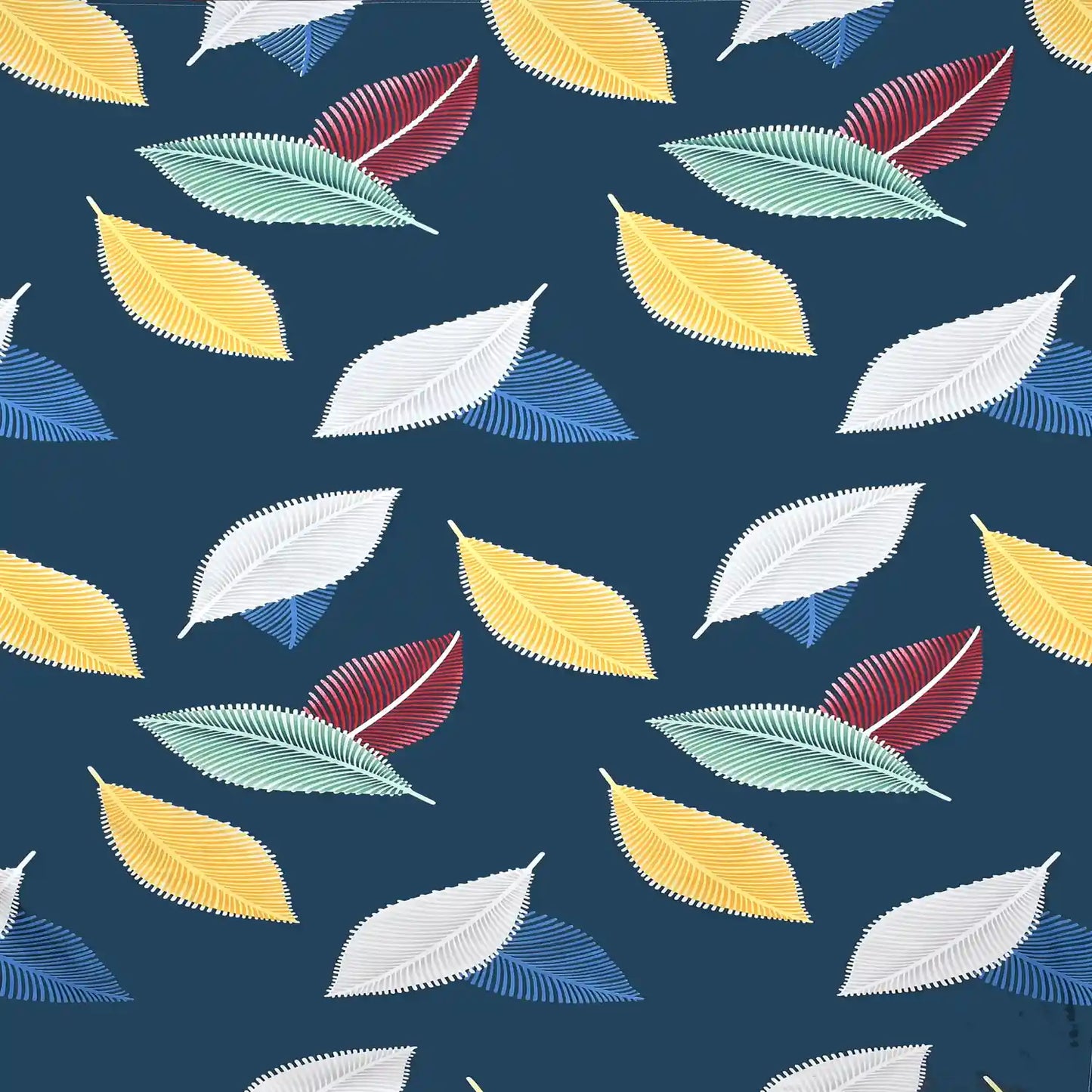 Navy Leafage - Queen/Double - Fitted Bedsheet (76×72 inches)