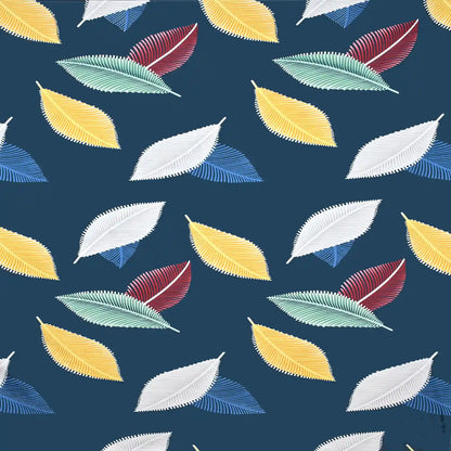 Navy Leafage - Queen/Double - Fitted Bedsheet (76×72 inches)