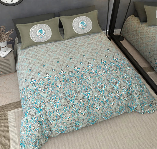 Noor Ocean - King - 100% Pure Cotton Bedsheet (108×108 inches)