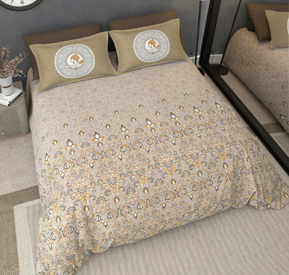 Noor Beige - King - 100% Pure Cotton Bedsheet (108×108 inches)
