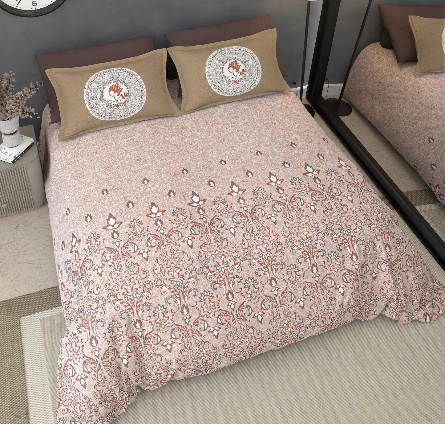 Noor Crimson - King - 100% Pure Cotton Bedsheet (108×108 inches)