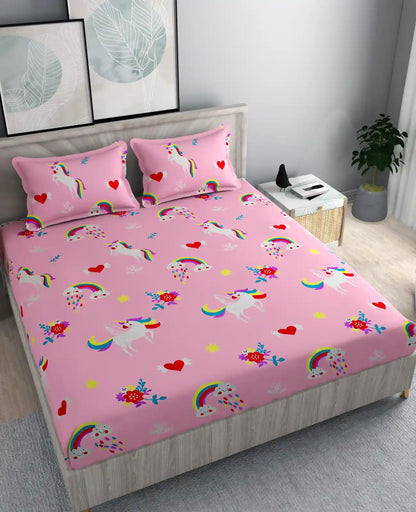 Pinkray - Queen/Double - Fitted Bedsheet (76×72 inches)