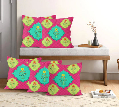 Satin Printed Cushion Covers (Set of 5) - Modern Abstract