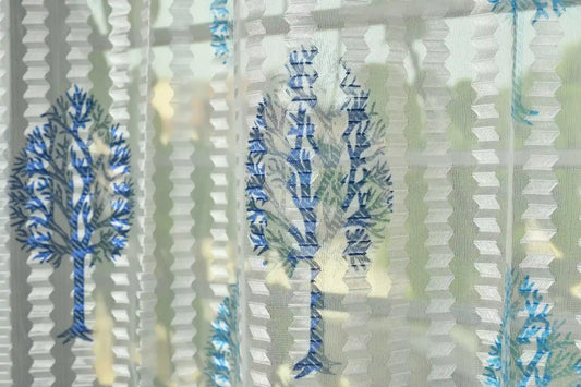 Sheer Polyester Curtains - Aqua (Set of 2)