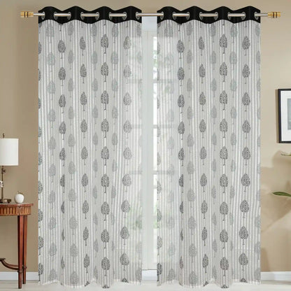 Sheer Polyester Curtains - Black (Set of 2)