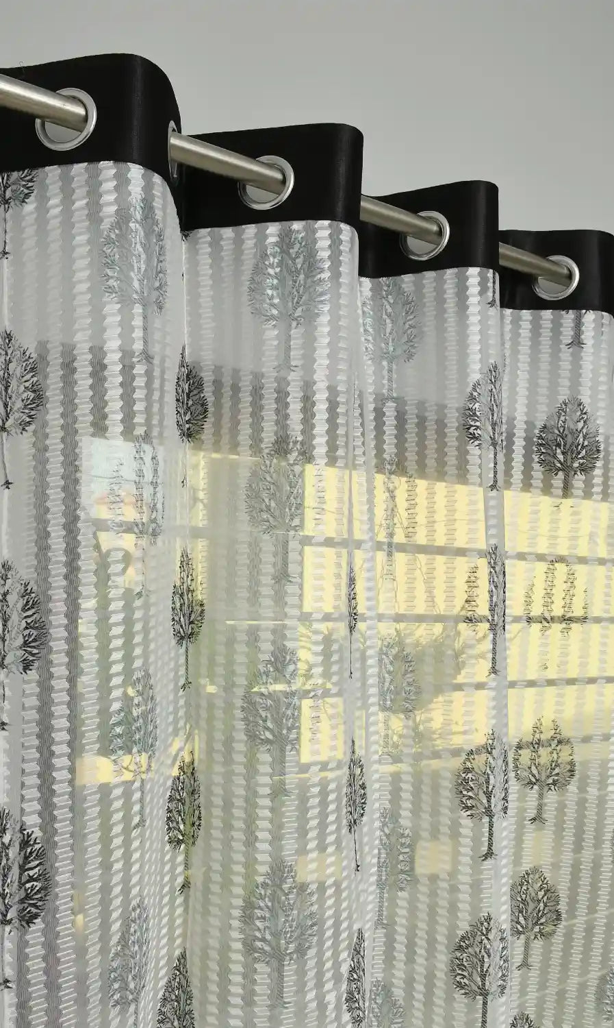 Sheer Polyester Curtains - Black (Set of 2)