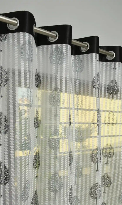 Sheer Polyester Curtains - Black (Set of 2)