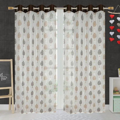 Sheer Polyester Curtains - Brown (Set of 2)