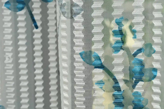 Sheer Polyester Curtains - Cyan (Set of 2)