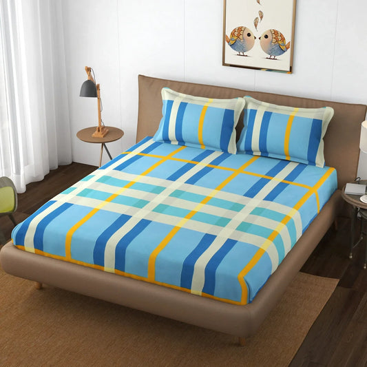 Sky Plaid - Queen/Double - Fitted Bedsheet (76×72 inches)