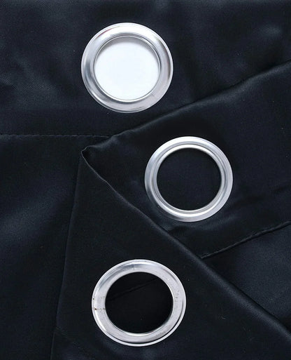 Solid Polyester Curtains - Black (Set of 2)