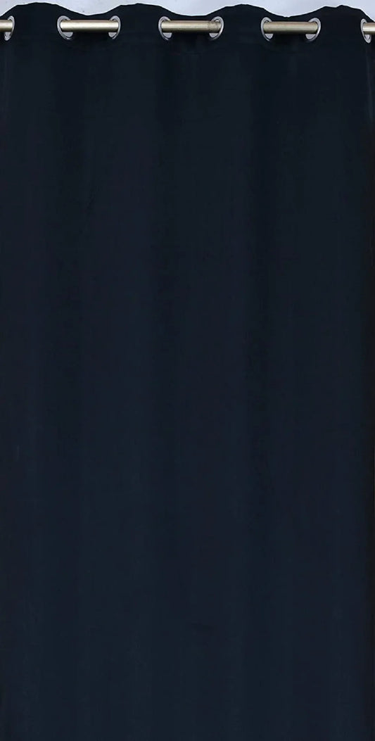 Solid Polyester Curtains - Black (Set of 2)