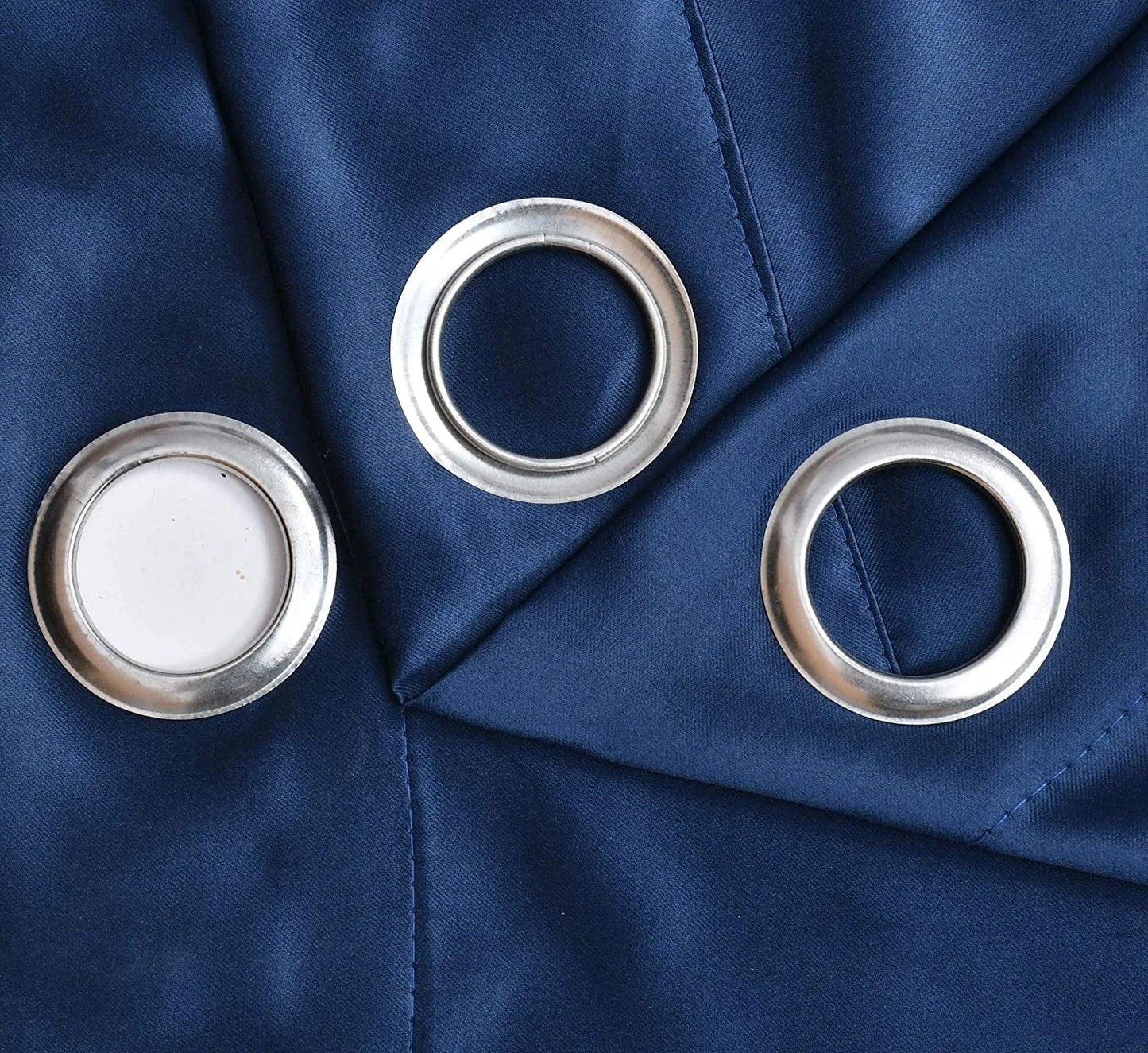 Solid Polyester Curtains - Blue (Set of 2)