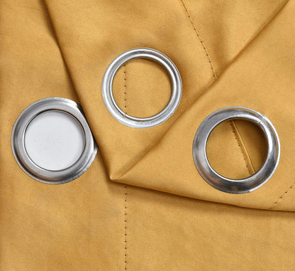 Solid Polyester Curtains - Gold (Set of 2)