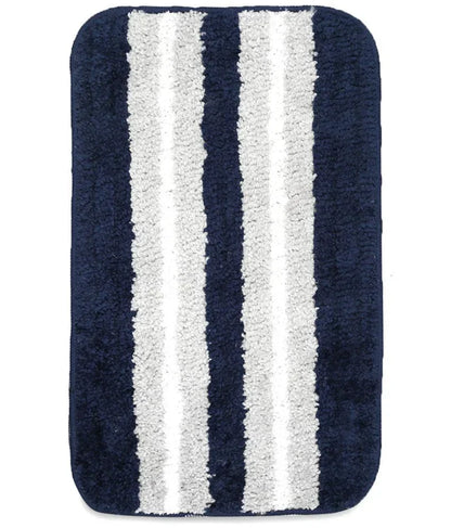 Solid & Striped Combo - Blue Microfibre Doormat (Pack of 2)
