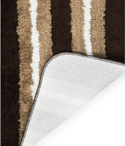 Solid & Striped Combo - Brown Microfibre Doormat (Pack of 2)