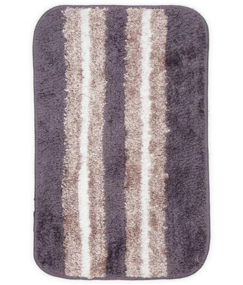 Solid & Striped Combo - Grey Microfibre Doormat (Pack of 2)