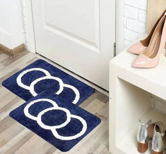 Spiral - Blue Microfibre Doormat (Pack of 2)