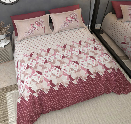 Starling Crimson - King - 100% Pure Cotton Bedsheet (108×108 inches)
